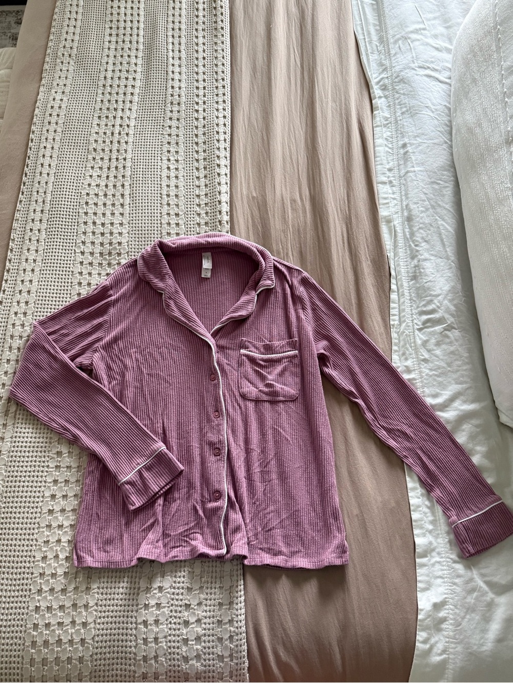 Auden Mauve Ribbed Button-Front Pajama Top Size‎ M